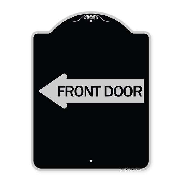 Signmission Front Door With Left Arrow Heavy-Gauge Aluminum Architectural Sign, 24" x 18", BS-1824-24390 A-DES-BS-1824-24390 - main